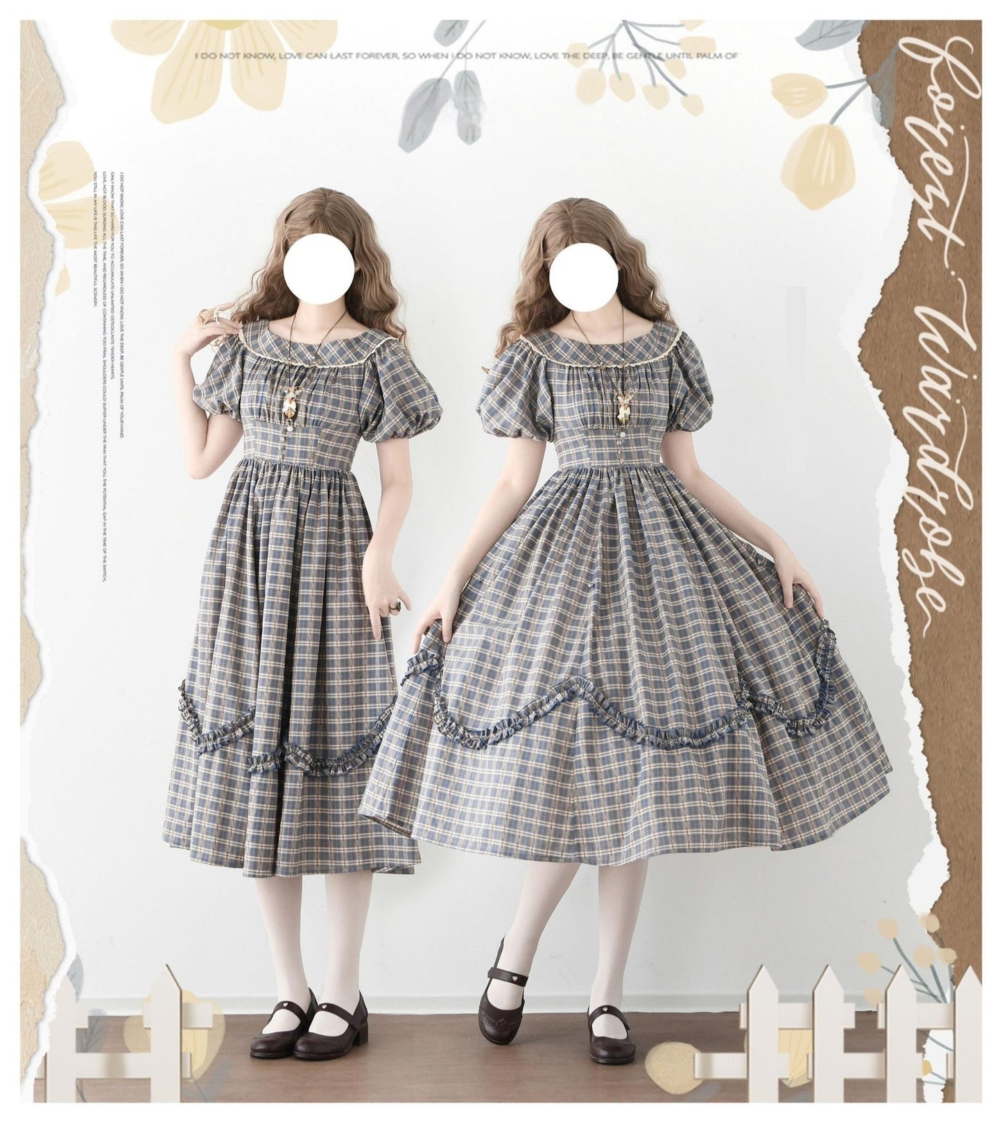 Forest Wardrobe - Forest Picnic - Classic Lolita OP Dress with Off-Shoulder and Lifting Hem