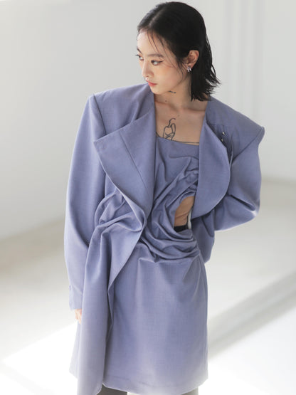 Asymmetric Wide-shoulder Blazer