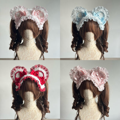 MAID - Sweet Lolita Handmade Lace Headband, Bear Ear Design