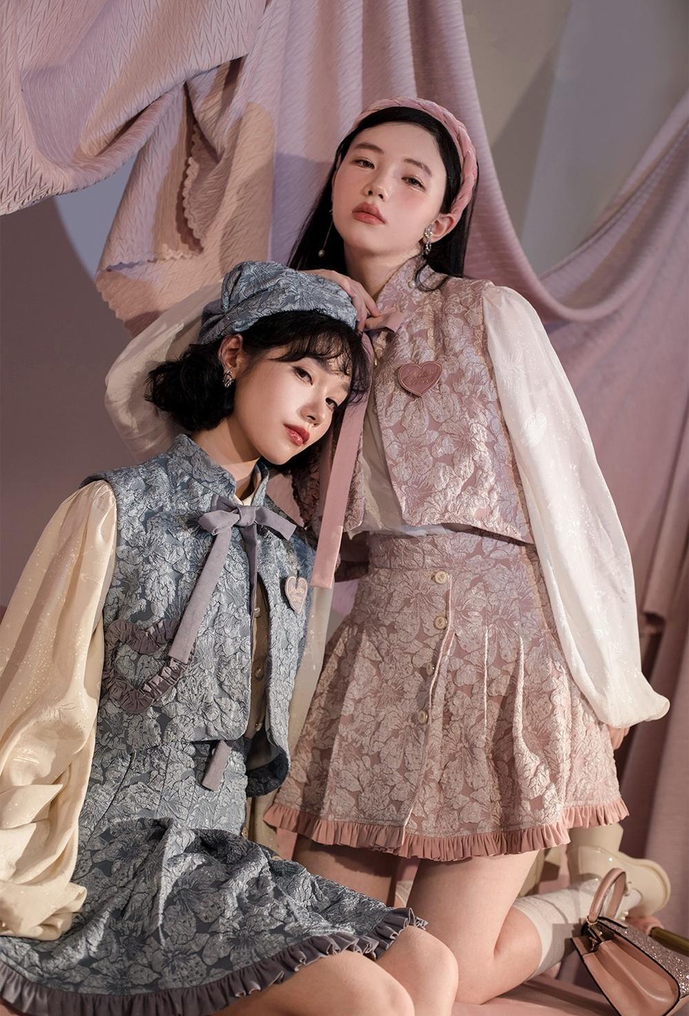 ZJstory - Gilded Age - Vintage Lolita Vest Suit Oil Painting Style Skirt Coat