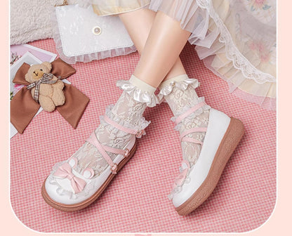 Yana - Sweet Bunny - Sweet Lolita Flat Shoes with Ear and Bow Decorations