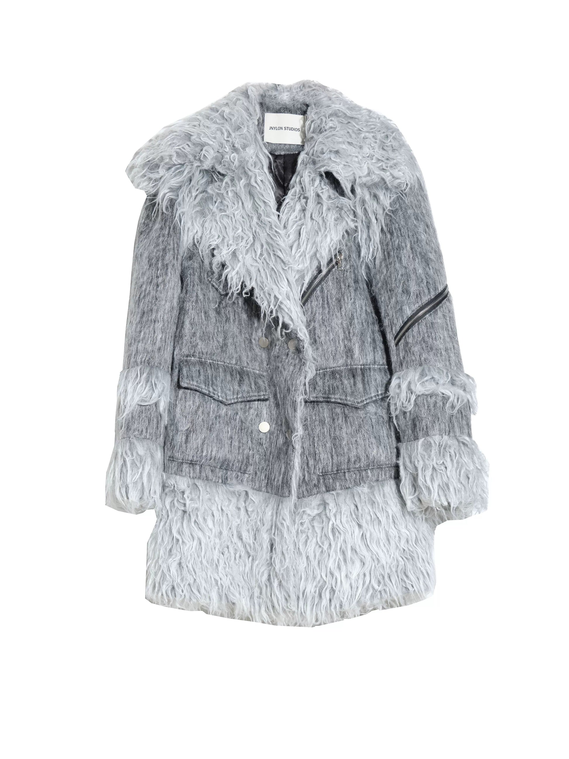 Imitation Fur Splicing Work Coat