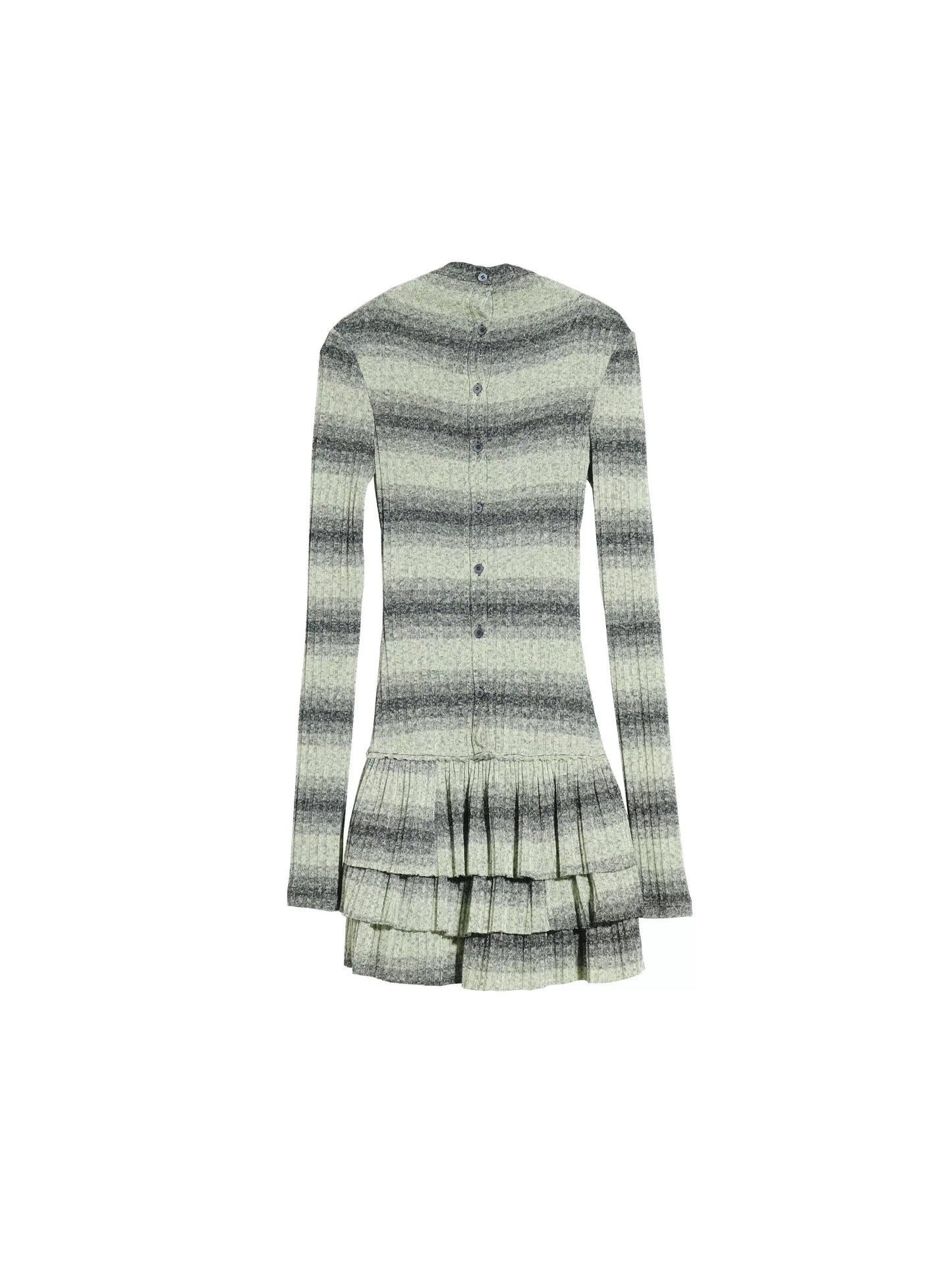 Fake Two-piece Striped Ruffled Knitted Dress