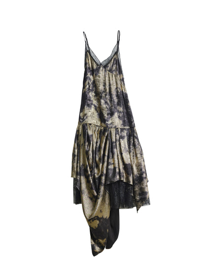 Draped Pleated Gilding Suspender Dress