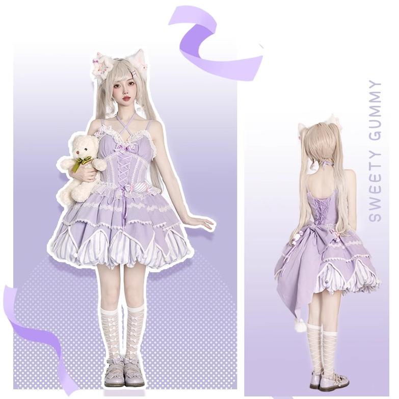 OCELOT - Sweety Gummy - Sweet Lolita JSK Dress Big Bow Flower Bud Lolita Dress