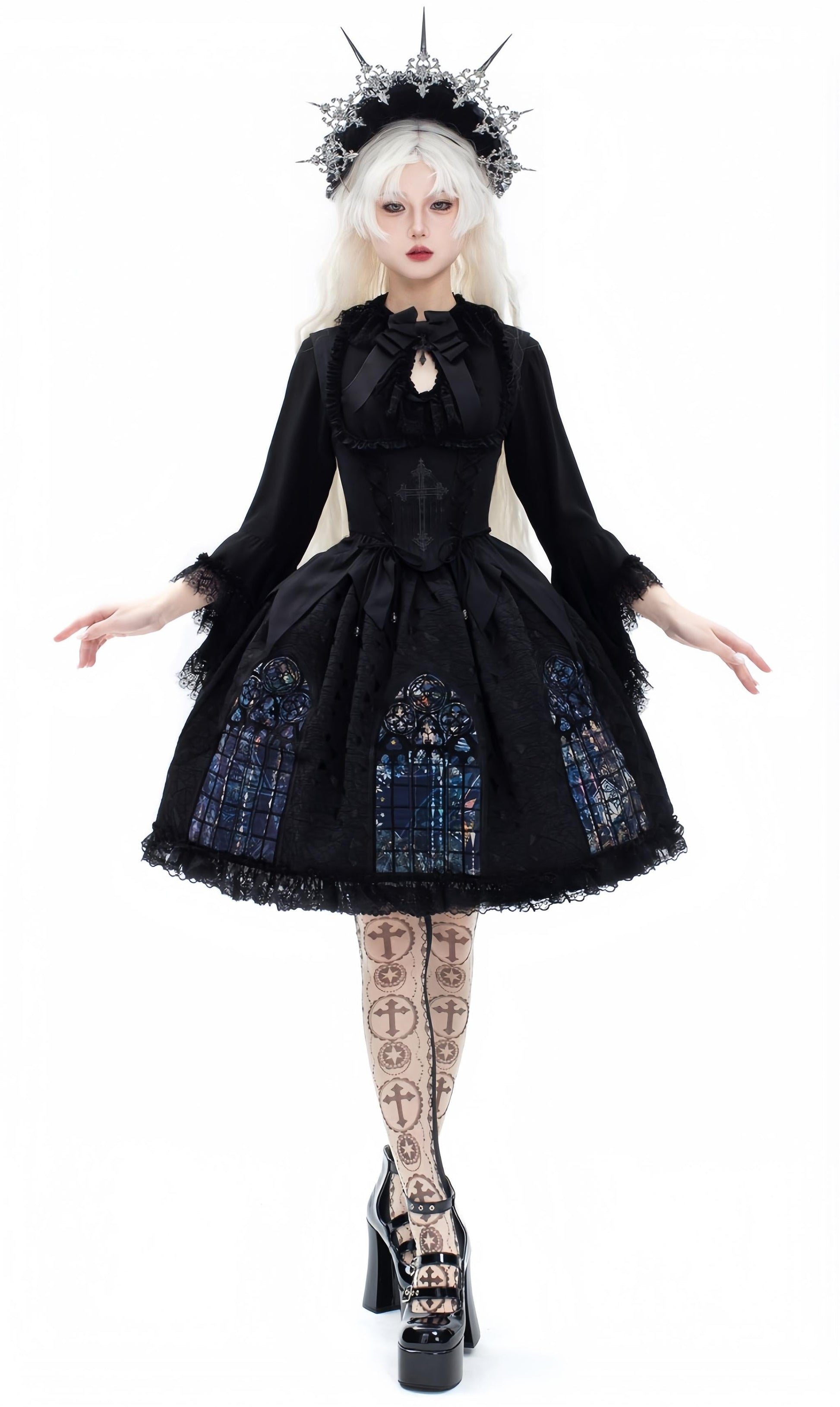 Susin Lolita - Night Traveler - Gothic Lolita Skirt Long Coat Long-Sleeved Shirt and Bustier