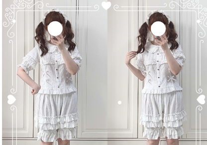 Mori Doll - Kawaii Lolita Rabbit Ears Short Sleeve Shirt Multicolors