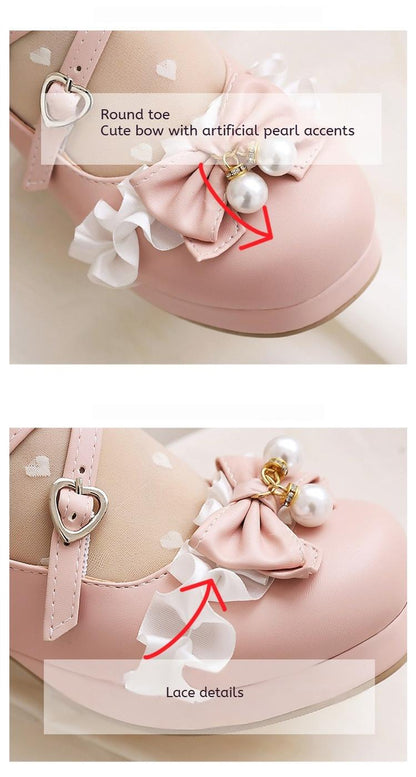 Yana - Round Toe Sweet Lolita Shoes, Detachable Pearl Chain