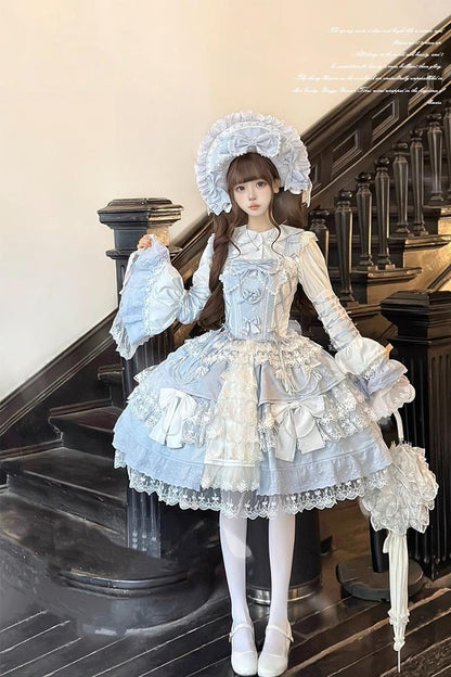 Peach Bunny - Sakura Love - Gorgeous Doll-like Lolita Dress Suit, Tiered Skirt