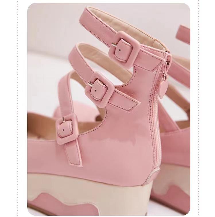 Momo - Bear Birthday Party - Kwaii Lolita Shoes Round Toe Platform Shoes