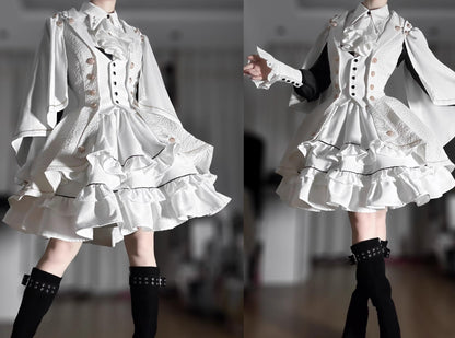 SilentMars - Law of the Fallen Moon - Retro Lolita Vest Coat Suit Knight Style Skirt