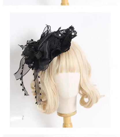 xiaogui - Vintage Lolita Tea Party Lace Top Hat
