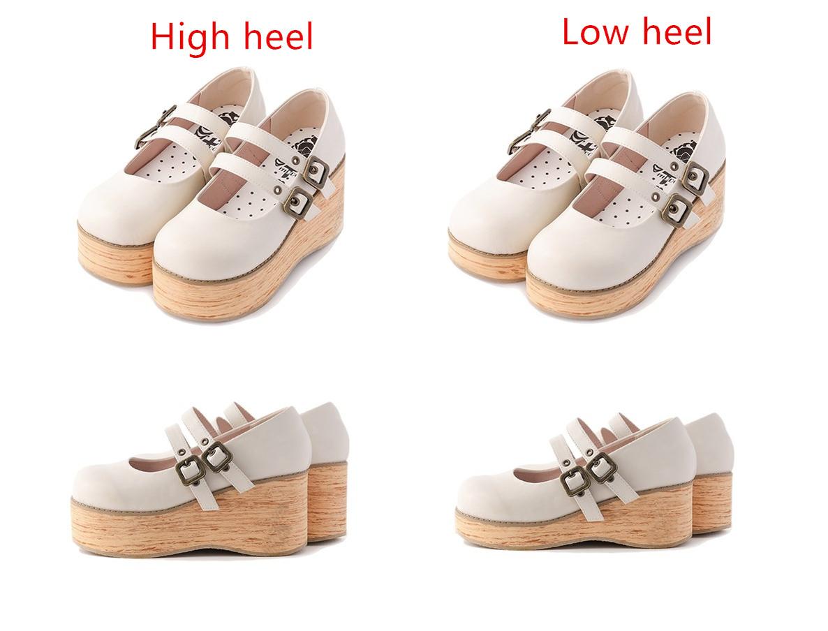 MODO - Retro Lolita Round Toe Wood Bottom Shoes