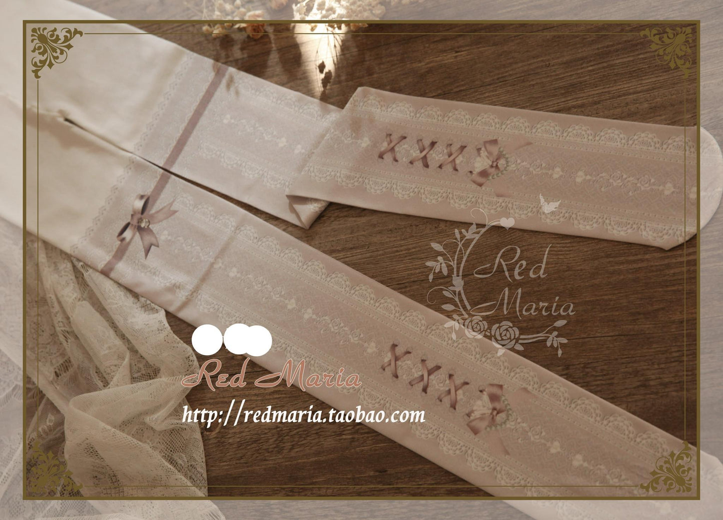 Red Maria - Lace Printed Bow 80D Lolita Tights Multicolors