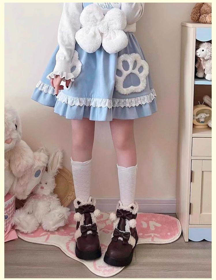 Beauty Bunny - Furry Bear - Winter Cute Lolita Shoes Short Snow Boots