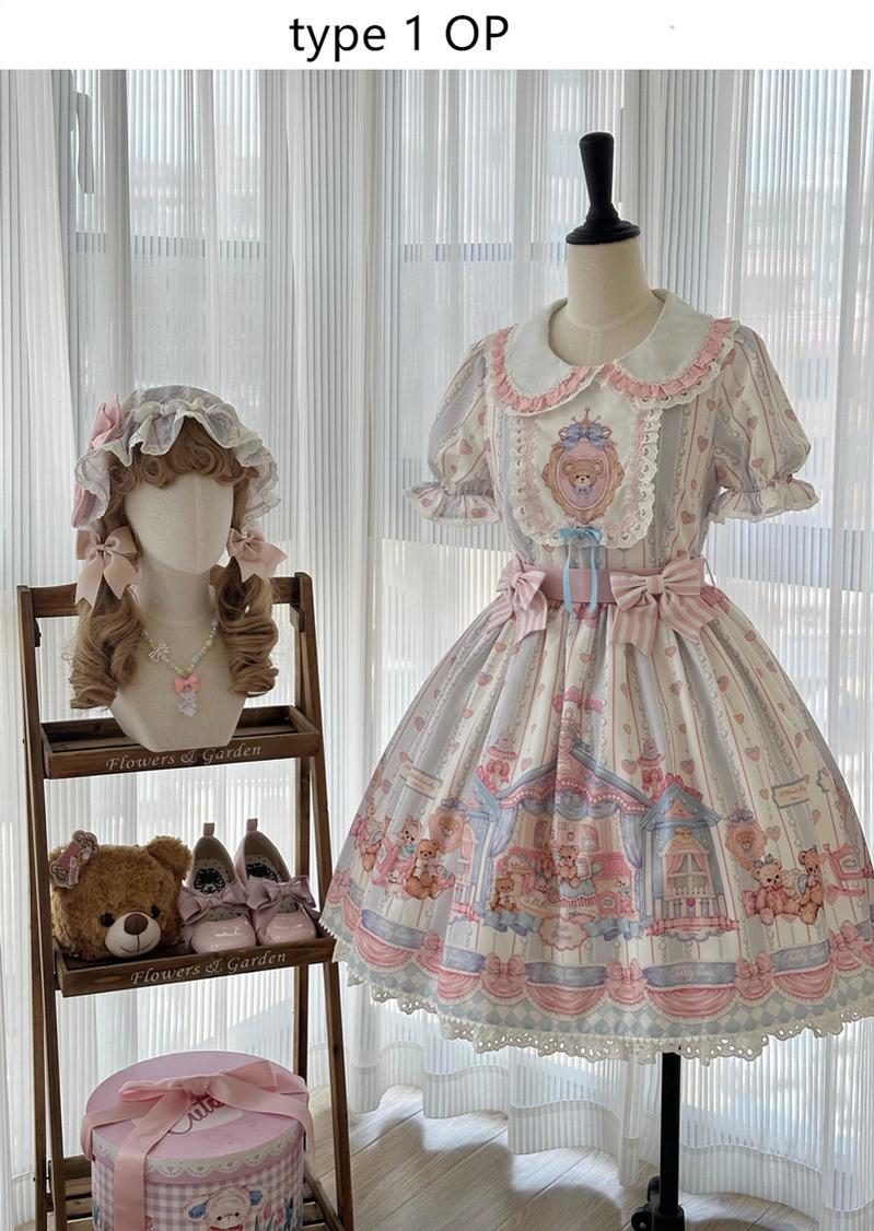 Eternity Spring - Barbie Bear - Sweet Lolita Bear Print JSK and OP