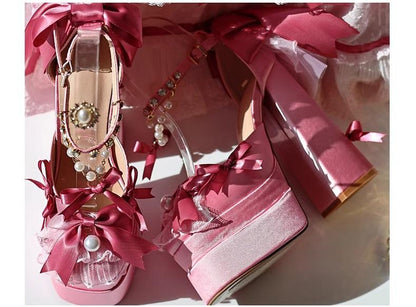 Sky Rabbit - Bowknot Dream - 14 CM Sweet Lolita High Platform Shoes with Chunky Heel