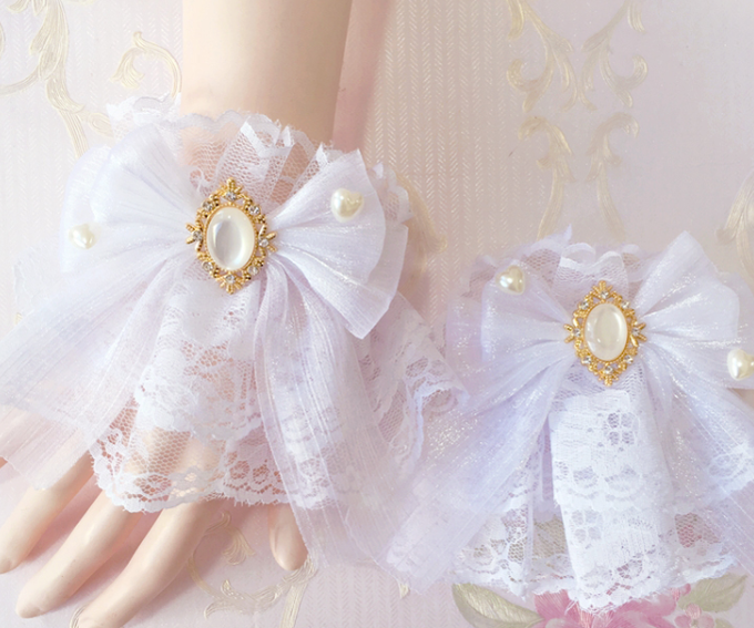 Sakura Home - Sweet Lolita Handmade Lace Bows Cuffs