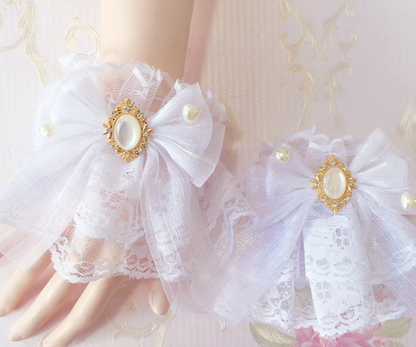 Sakura Home - Sweet Lolita Handmade Lace Bows Cuffs