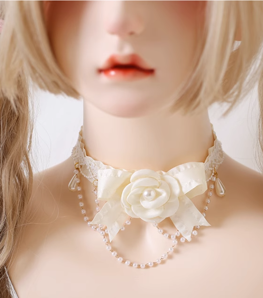 Xiaogui - Elegant Lolita Lace Camellia Necklace
