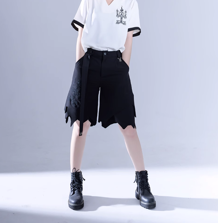 Princess Chronicles - Ouji Lolita Irregular Hem Black Shorts