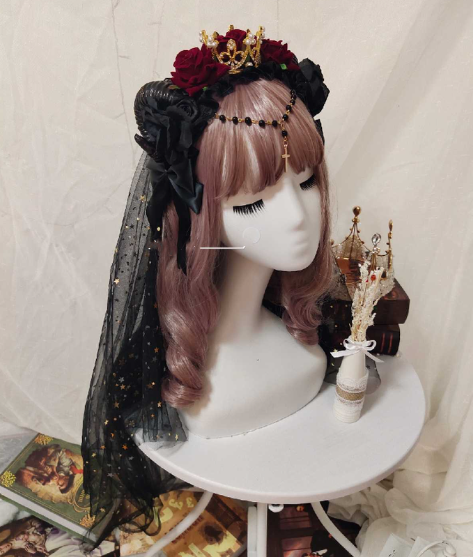 Yu Xixixi - Gothic Lolita Rose Crown KC with Veil Pendant Customized