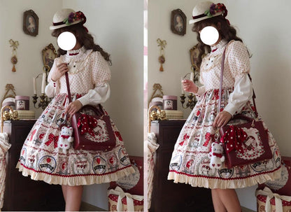 Morning Glory - Retro Lolita Handbag PU Square Wedding Bag