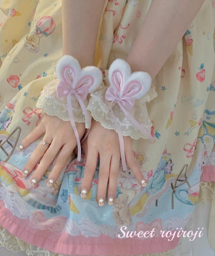 Roji roji - Cute Lolita Bunny Ears Cuffs Lace Summer Butterfly Hand Sleeves