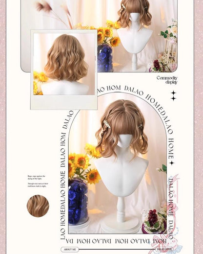 Dalao Home - Kawaii Short Curly Lolita Wig with Bangs
