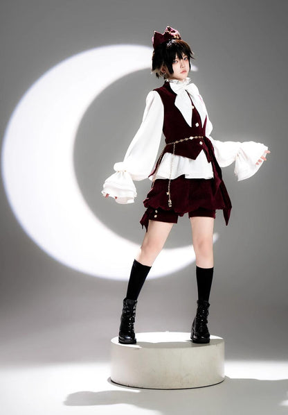 Princess Chronicles - Hare Hunter - Vintage Red Ouji Suit With Bunny Ear Hooded Jacket