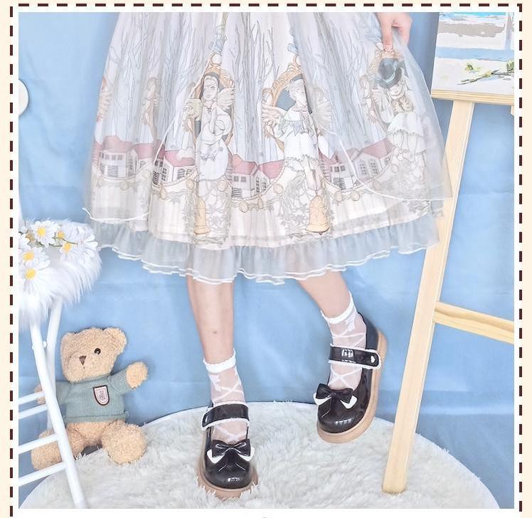 Lixing Luo - Cute Milkmaid Round Toe Multicolor Lolita Shoes