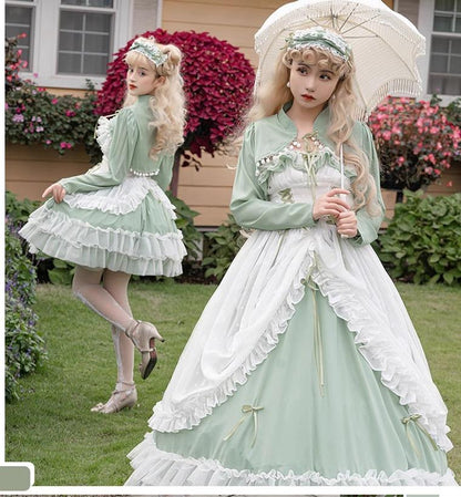 Daydream Whisper - Toting Basil - Plus Size Wedding Lolita Dress Green Bridal JSK