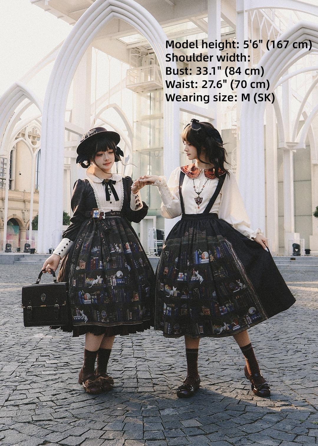 Miss Point - German Bookshelf - Classic Lolita SK, Detachable Suspenders