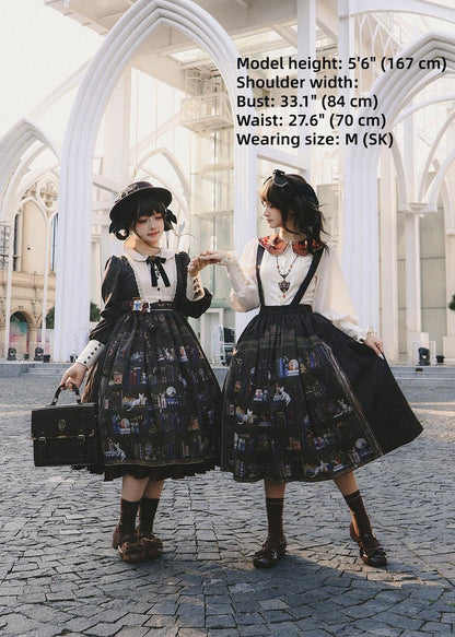 Miss Point - German Bookshelf - Classic Lolita SK, Detachable Suspenders