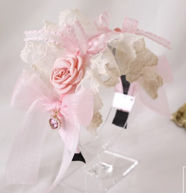 Xiaogui - Mood Limited Pink - Kawaii Lolita Lace Headdress Accessories