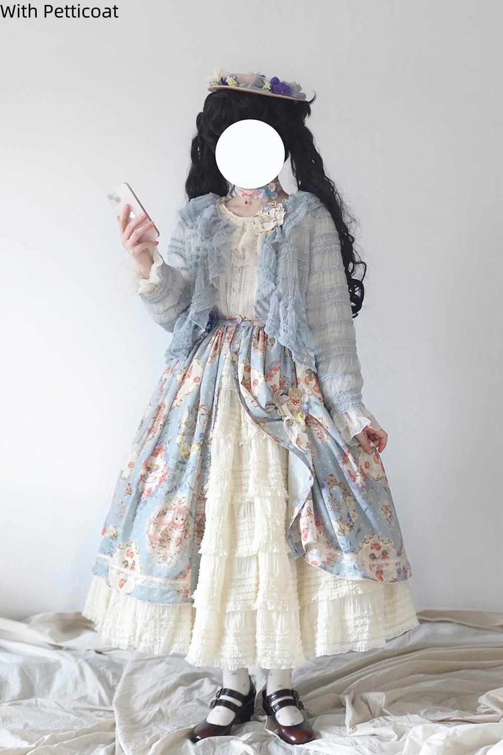 Miss Point - Cat Rose Tea - Sweet Lolita Skirt with Cute Prints Customized Size