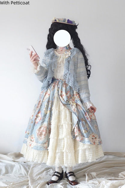 Miss Point - Cat Rose Tea - Sweet Lolita Skirt with Cute Prints Customized Size