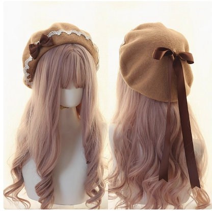 Xiaogui - Japanese Style Sweet Woolen Lolita Lace Beret