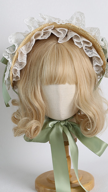 Xiaogui - Sweetie Zhi Fan - Country Lolita Lace French Straw Hat