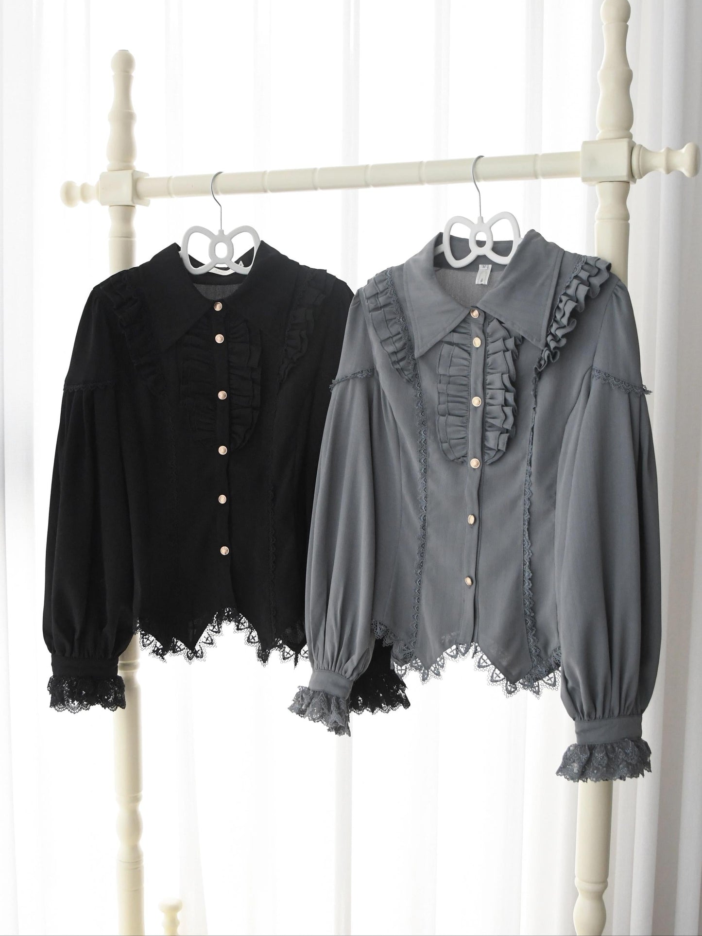 DMFS Lolita - Night Banquet - Pointed Collar Classic Lolita Shirt, Long Sleeve