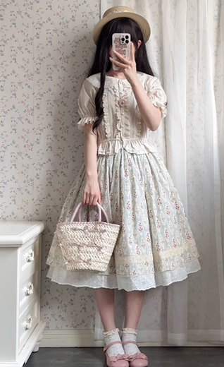 Miss Point - Little Anna - Elegant Lolita Cotton Puff Sleeve Blouse
