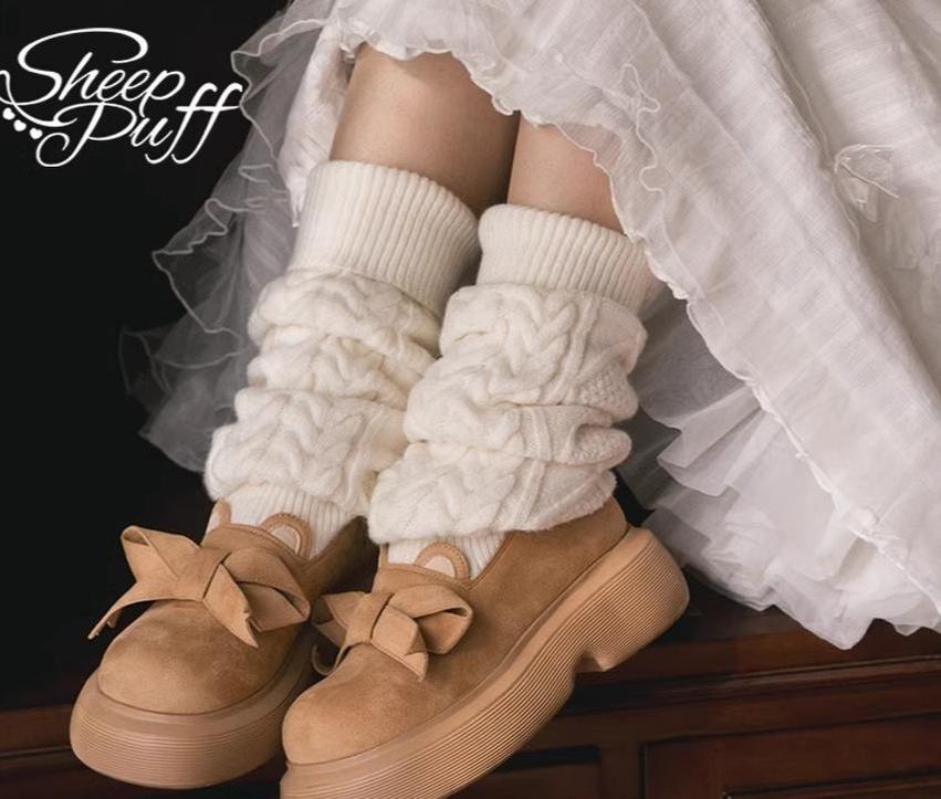 Sheep Puff - Duidui Bear - Winter Lolita Shoes Snow Boots Leg Warmer Shoes