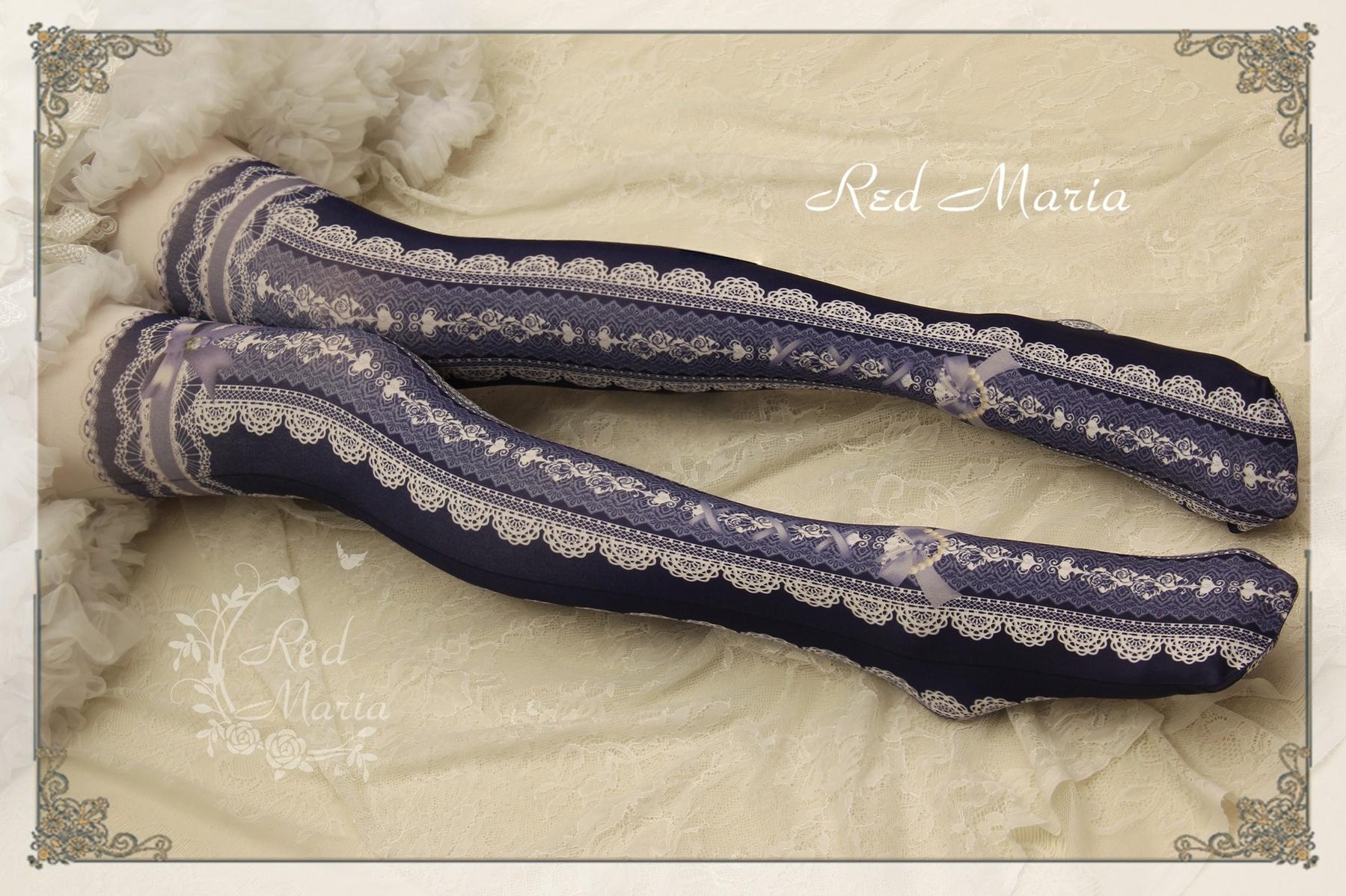 Red Maria - Lace Printed Bow 80D Lolita Tights Multicolors