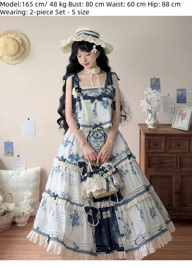 NanShengGe - Mulberry Poem - Country Lolita Printed Dress with Cardigan Set