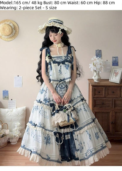 NanShengGe - Mulberry Poem - Country Lolita Printed Dress with Cardigan Set