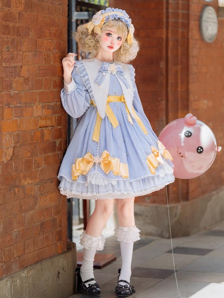 Forest Fluorescent Carps - Sleep Star - Sweet Lolita OP Dress, Long / Short Sleeve