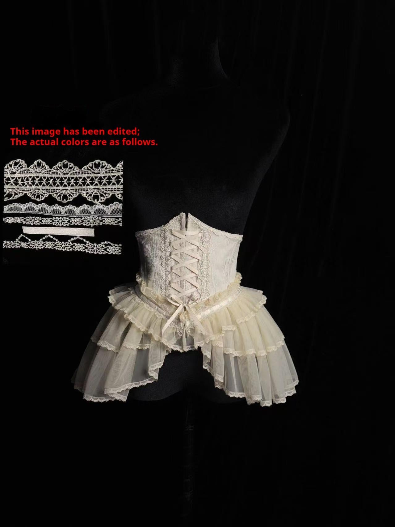 Alice Girl - Cross - Gothic Princess Lolita Corset with Multiple Layers Hem