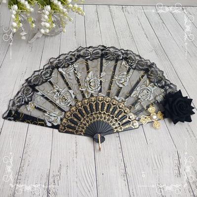 Cocoa Jam- Gothic Lolita Lace Gorgeous Folding Fan