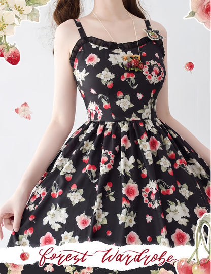 Forest Wardrobe - Summer Berry Picture Book - Floral Printed Classic Lolita JSK Dress