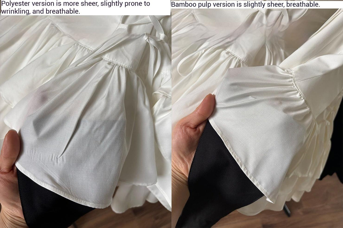 FlowerFairyDaily - Midnight Prayer - Solid Lolita Shirt with Flowing Tiered Back Hem